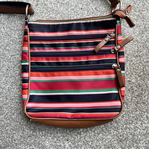 Beuno Striped Crossbody Bag Purse Women’s Bright Red Brown - Picture 2 of 7